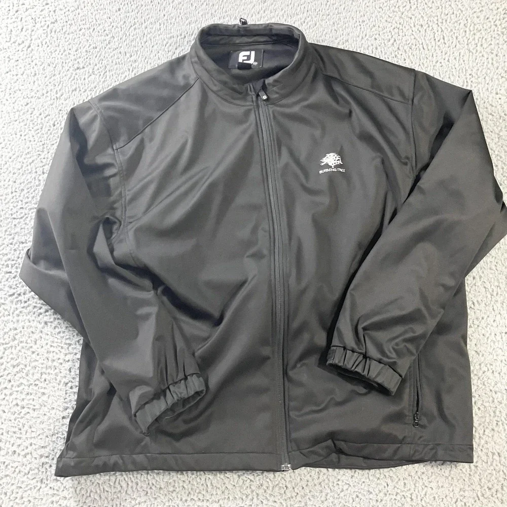 FootJoy Jacket Mens 2XL Black‎ Golf Windbreaker Full Zip Burning Tree